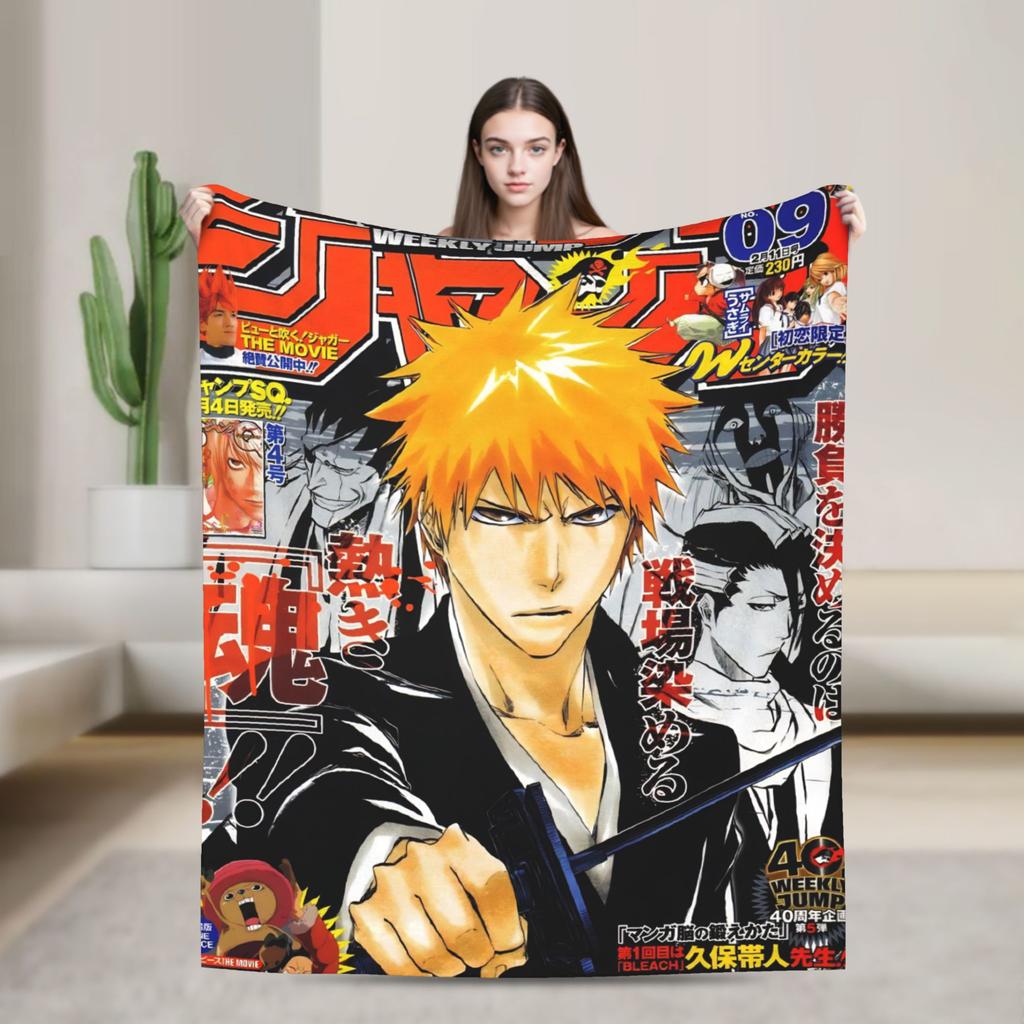 Супермягкий плед для пикника BLEACH Аниме Ичиго Плед Фланелевое покрывало для дивана кресла Графическое покрывало для дивана-кровати