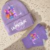K-Pop Demon Hunters Girls Children Knitted Hat Gloves Cute Cartoon Letter Warm Cap Screen Gloved Kids Birthday Gifts 2PCS A Set