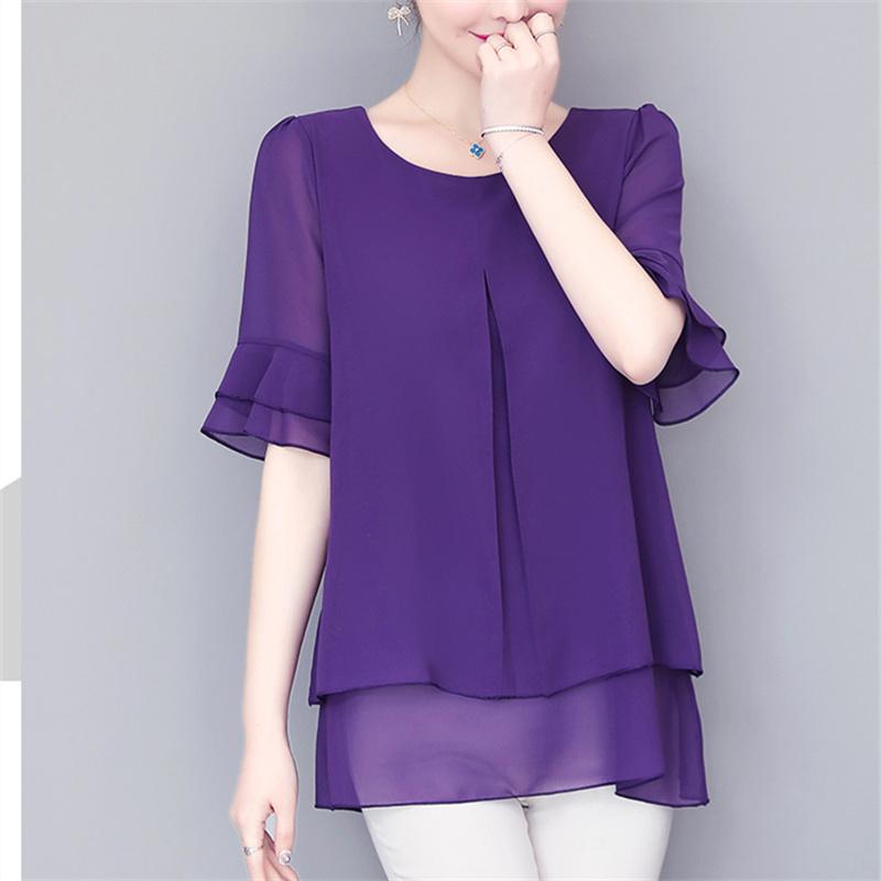 2022 Блузка, свободный топ, женские шифоновые рубашки с рукавами-бабочками, летняя женская одежда средней длины, новая корейская рубашка, топы с рюшами