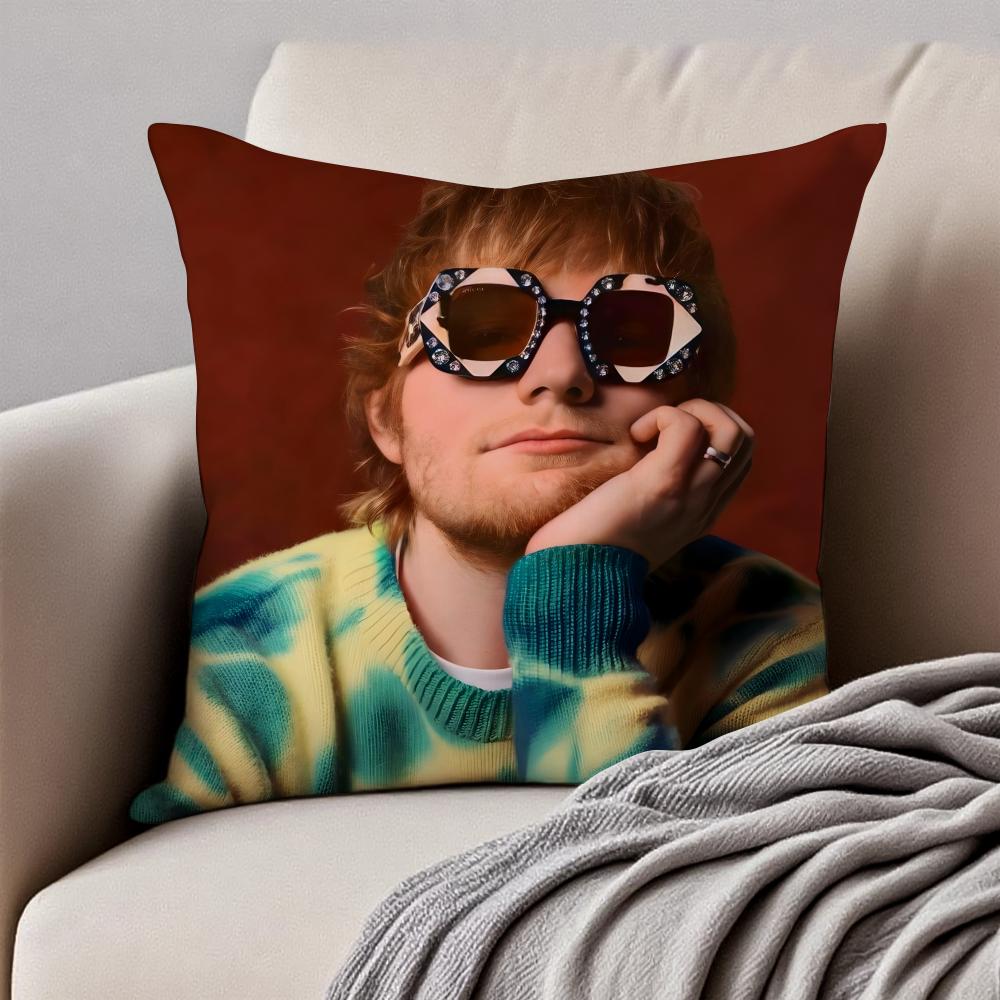Lyrical Down to earth POP Singer EEd Sheeran Cushion Cover Pillowcase Antidustmite Invisible Zipper Short Plush Sofa Cushion