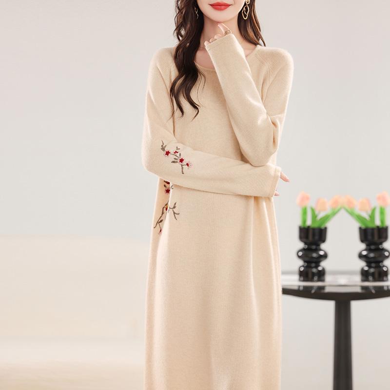 Женское кашемировое платье Qinghe кашемир 30% кашемир 70% шерсть осенне-зимняя кашемировая юбка мягкая и теплая