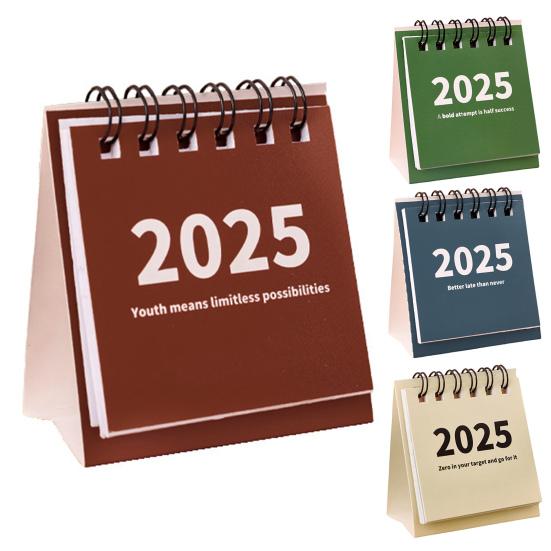 2Pcs 2025 Desk Calendar Mini Desktop Standing Flip Calendar Portable School Stationery Learning Planner Pocket Calendar