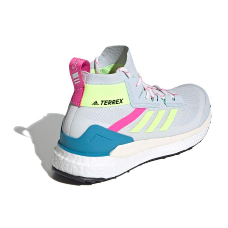 Adidas Terrex Free Hiker Primeblue Halo сине-желтые кричащие розовые женские кроссовки Hi-Res-Yellow FY7336