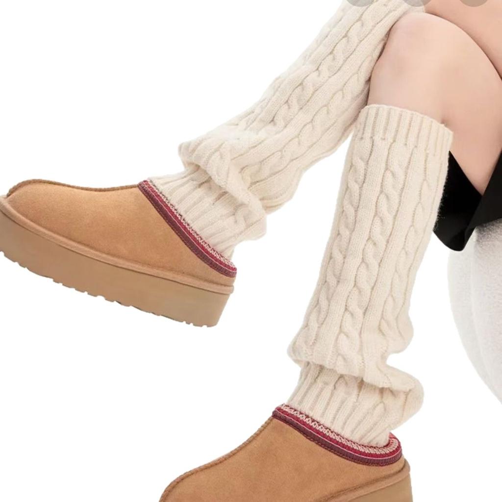Winter Thickened Warm Breathable Solid Pattern Leg Warmers Korean Style Fashion Chunky Knit Women's Loose Versatile Slouch Socks