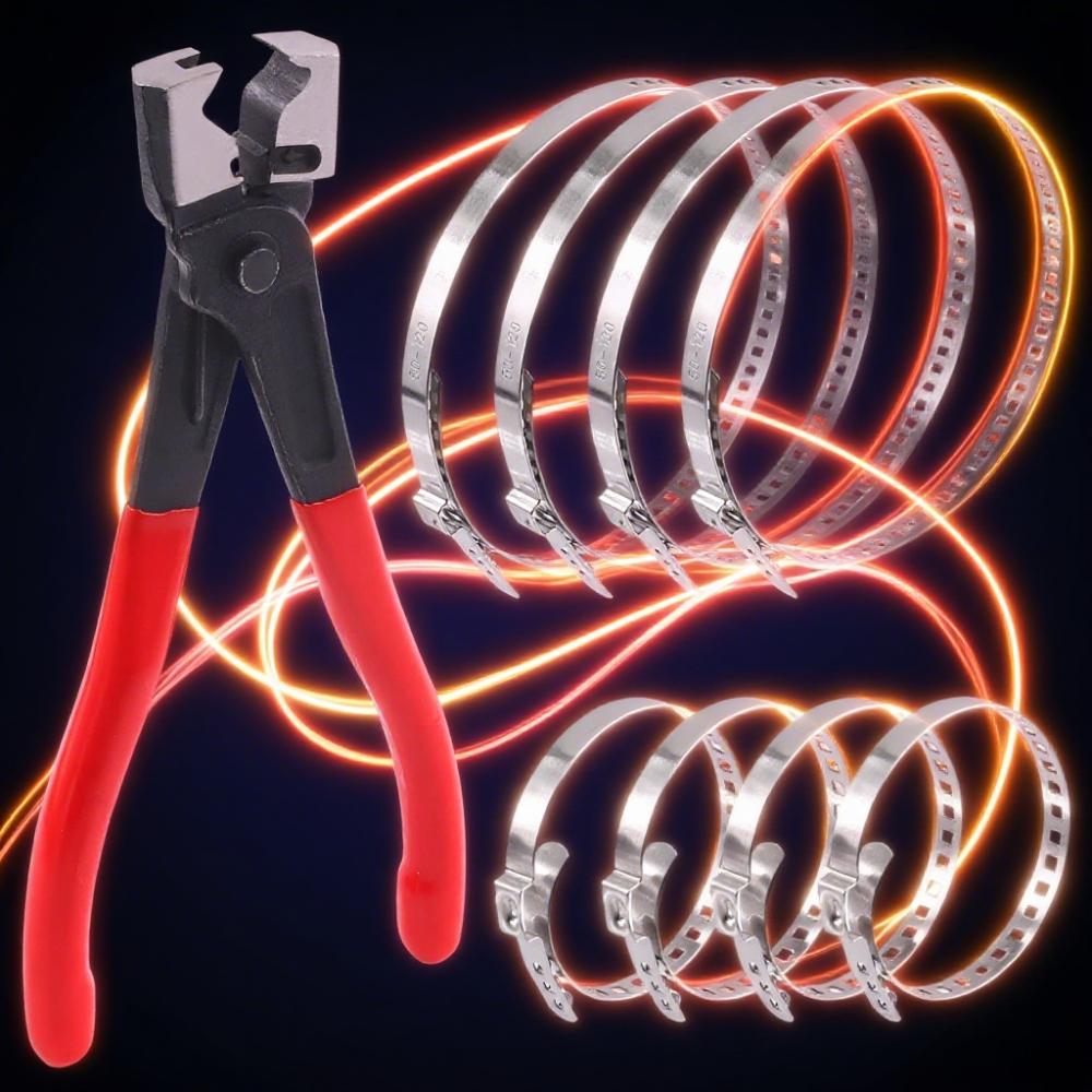 Hose clamp with CV boot clamp kit, small and large stainless steel universal adjustable drive shaft CV boot crimping clip