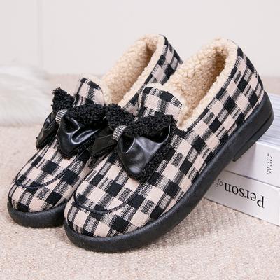 Женские зимние теплые мокасины на платформе, нескользящие туфли на плоской подошве, прогулочная обувь с подкладкой из искусственного меха для дома и улицы, прогулочная обувь для женщин с подкладкой из искусственного меха