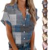 Women's Short Sleeved Shirt, Daily Fashion Printed Button Top, Chest Pocket Cardigan