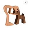 1PC Handmade Wooden Dog Statues, Playful Family and Pet Sculptures, Suitable for Home or Office Decoration