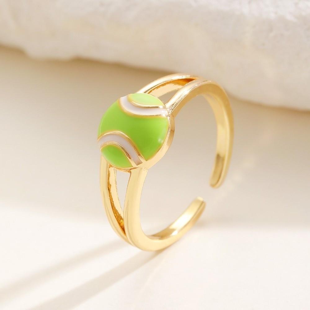 Colourful Adjustable Finger Ring Copper Sports Balls Shaped Open Rings Football Ear Clips Holiday