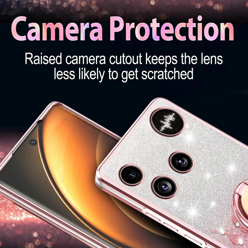 For Nothing Phone (3) 5G Case Ring Kickstand TPU Flowers Phone Cover Gradient Glitter