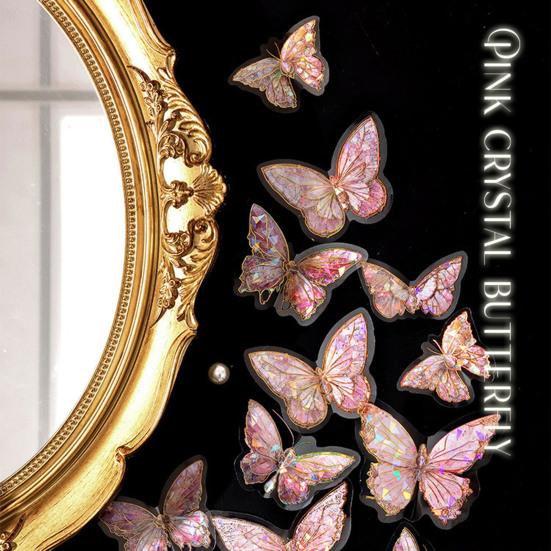 20 шт. наклеек-бабочек, блестящие голографические прозрачные эстетические наклейки для художественного дневника, скрапбукинга, изготовления открыток для журнала своими руками