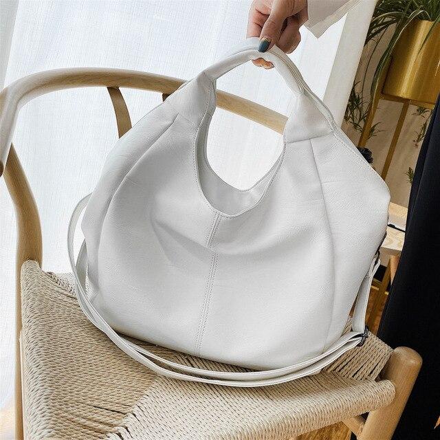 Большие сумки-тоут из мягкой кожи для женщин, новинка 2021 года, простая сумка-хобо, модная корейская сумка на плечо, женские сумки через плечо в форме полумесяца