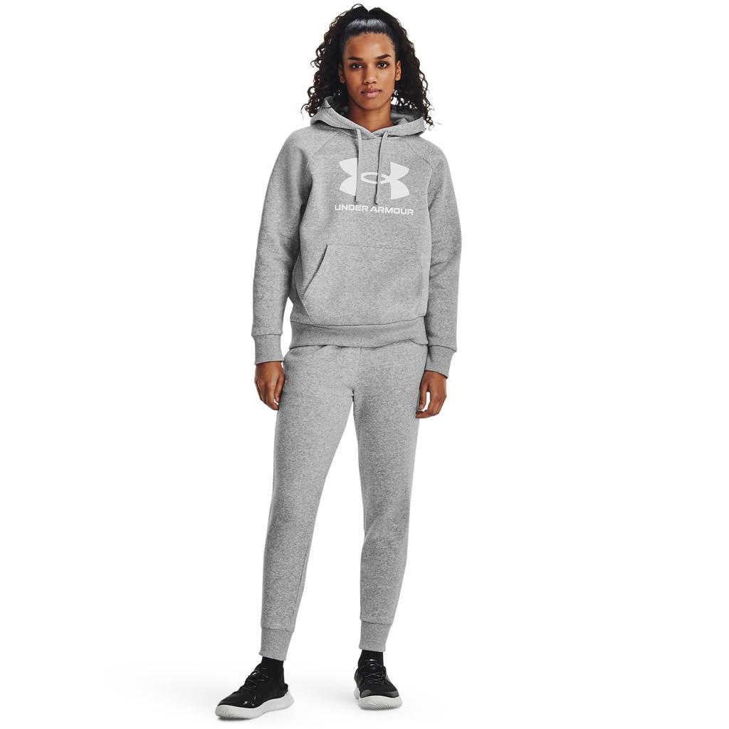 UA RIVAL FLEECE BIG LOGO HDY Мод Серый Светло-Меланжевый Белый MD [Under Armor] / /