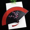 Bamboo Folding Fan with Tassels Chinese Style Portable Summer Hand Held Fan Decoration Dance Performance Props Party Costume Accessories