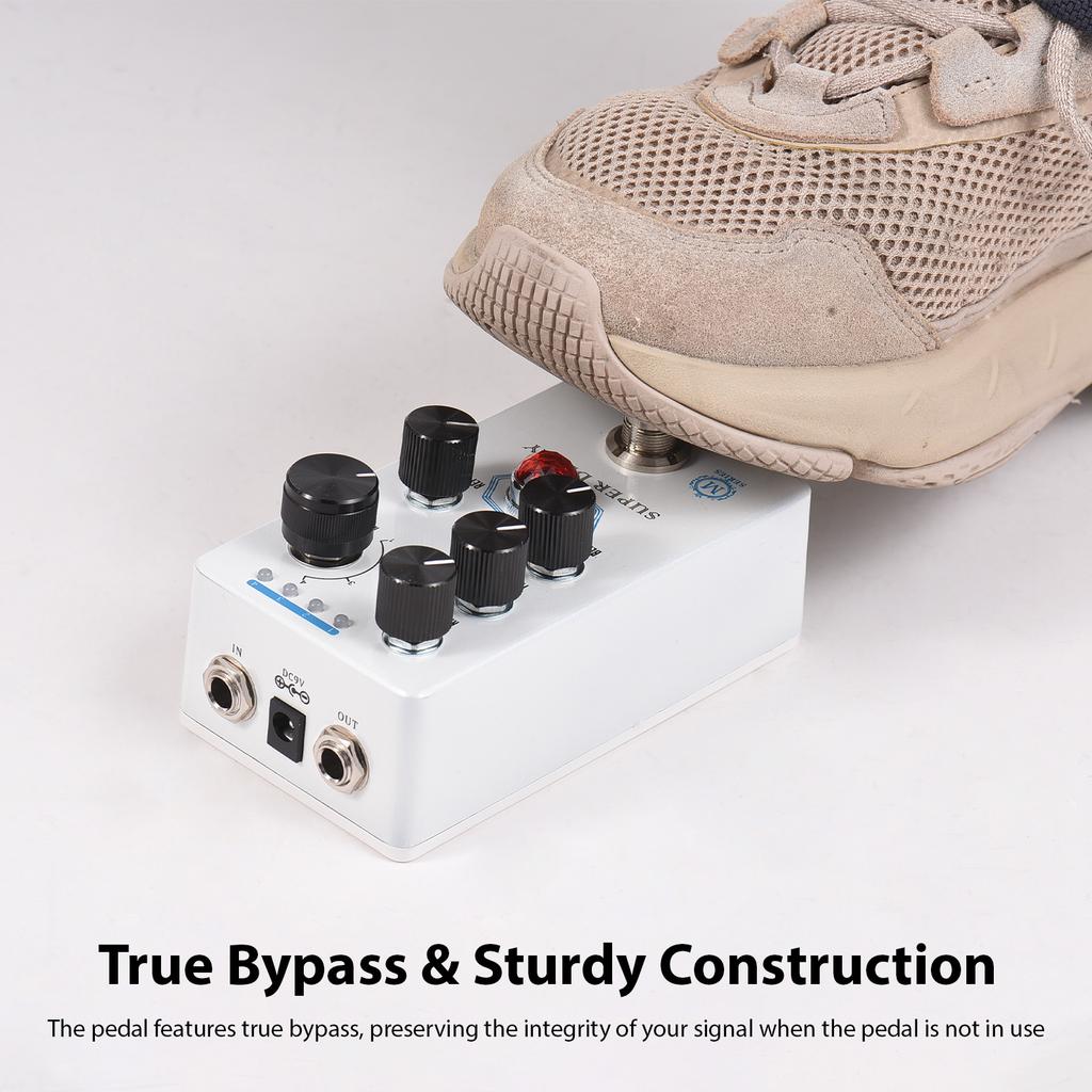 MOSKYAUDIO SUPER DELAY Guitar Delay Effects Pedal Blend/Time/Rate/Repeats/4-Mode Knob DC 9V 6.35mm