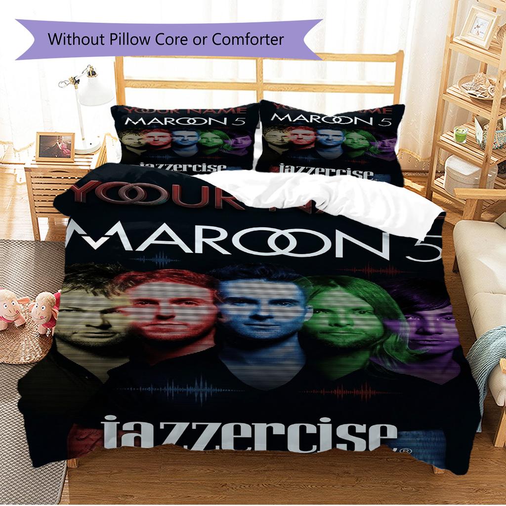 Name Custom Band Maroon 5 Pattern Bedding Set Quilt Cover Pillowcase Home Decor Gift (1 * duvet cover + 2 * pillowcase, without core)