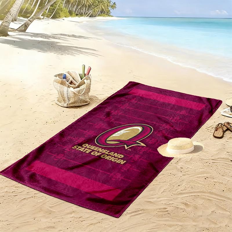QLD Maroons Print Beach Towel, Large Soft Quick Dry Towel for Beach Camping Swimming