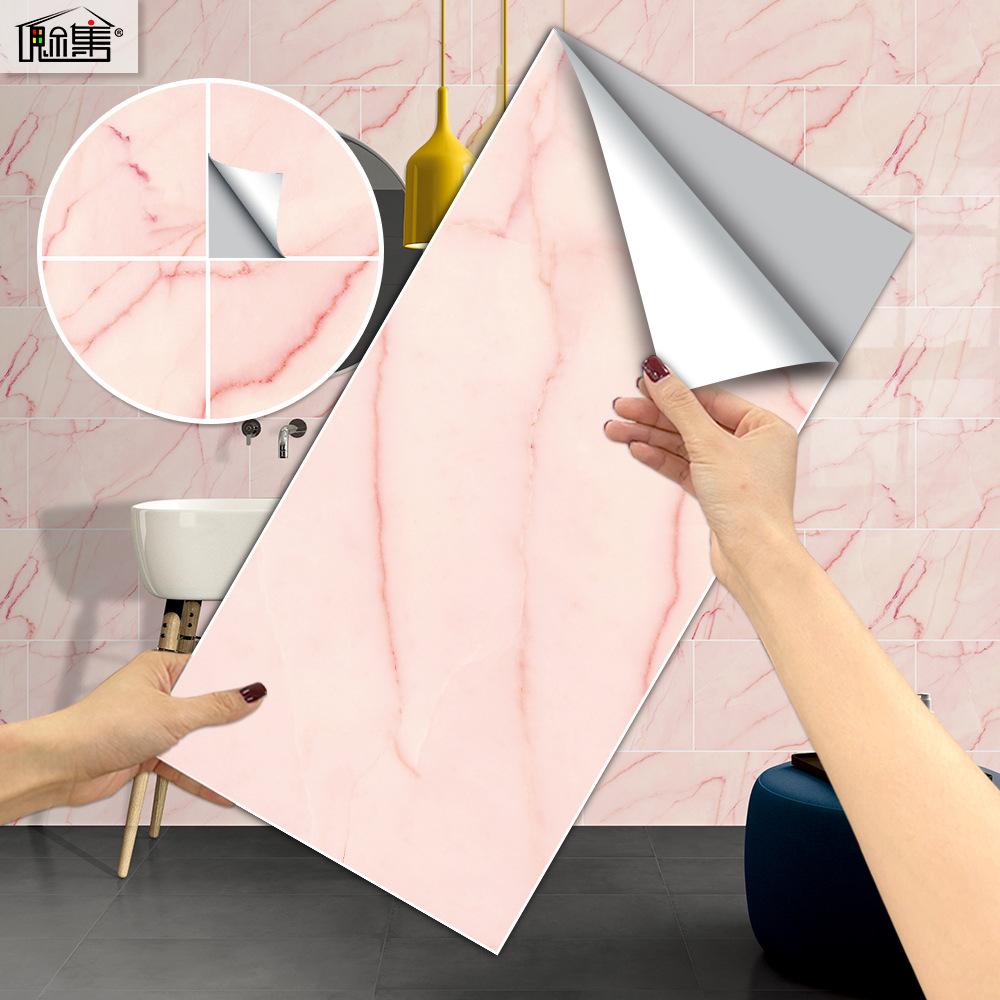 Дом Мэйдзи Простая аренда дома Ремонт Наклейка на мраморную плитку Розовые обои Самоклеящиеся Спальня Mfs08