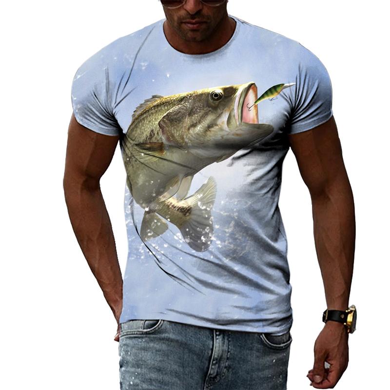 Футболка с 3D принтом для рыбалки, летняя мужская уличная крутая одежда с круглым вырезом, повседневные красивые топы с короткими рукавами в стиле хип-хоп