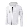 Men Sweatshirt Coat Hooded Drawstring Long Sleeve Waffle Texture Sport Jacket with Pockets Solid Color Casual Loose Outerwear