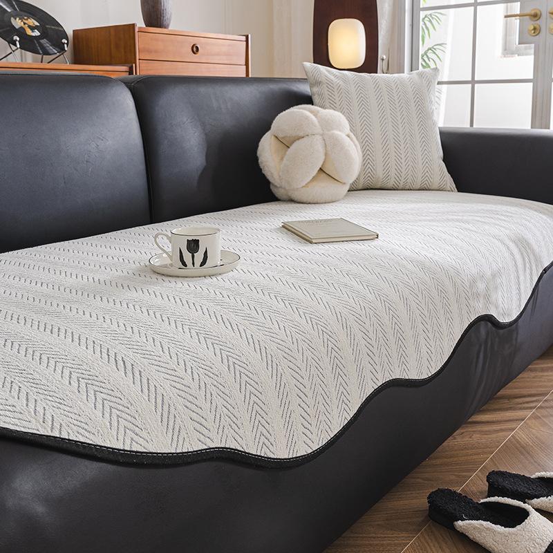 Irregular Special-Shaped Fish Bone Pattern Sofa Cushion, Universal Non-Slip Seat Cushion In All Seasons, High-Grade Straight Row Leather Sofa Cover