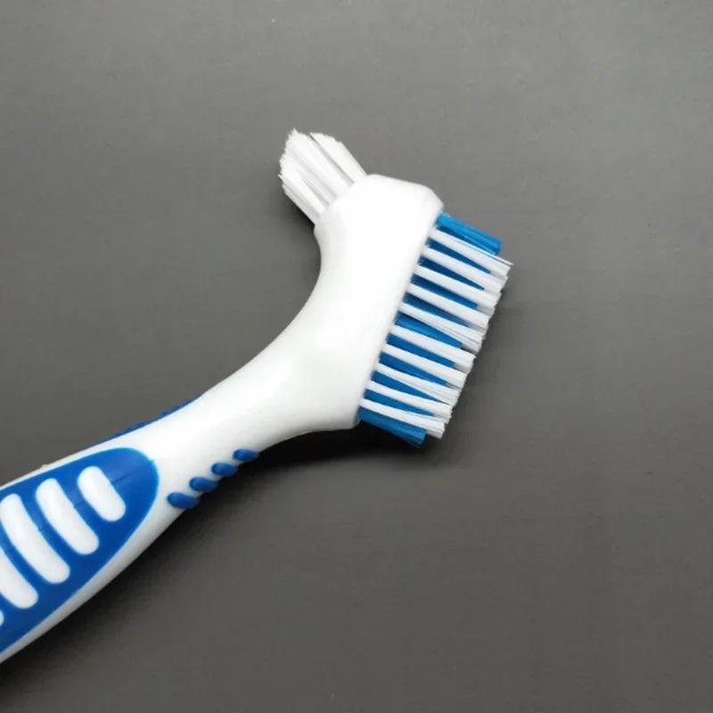 1Pc Denture Cleaning False Teeth Brush Dual Heads Gum Cleaner Oral Orthodontic Braces Descaling Handle Reusable Care Supplies