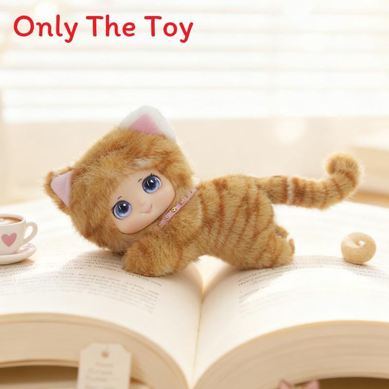 Plush Family Cat Face Toy With Short Faux Fur For Office Desk Decor