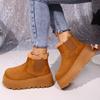 Женские зимние сапоги, зимние толстые плюшевые теплые хлопковые ботинки 2026Новые замшевые ботильоны, уличные нескользящие ботинки на платформе, зимние короткие сапоги