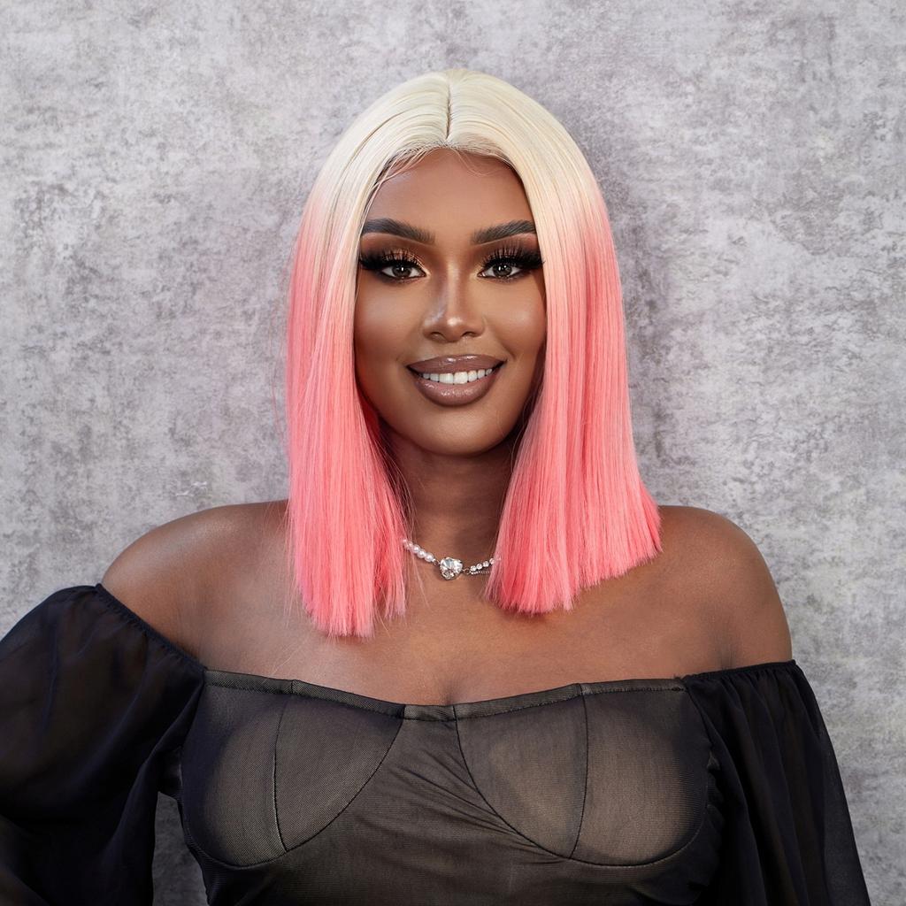 Европейский и американский лоб, плетеный вручную по центру, с разрезом по центру, чехол для парика Bobo с градиентом