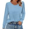 Women's Fashion Casual Long Sleeve Solid Color Shirt Women's Round Neck Tops