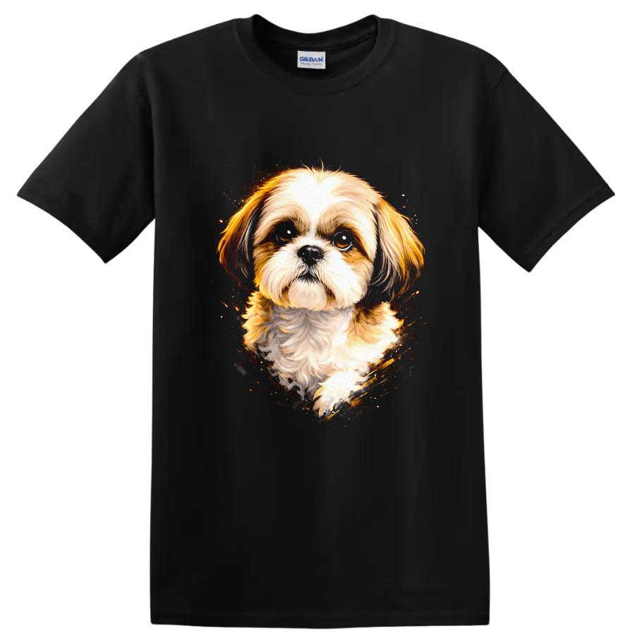 Dog Portrait T Shirt Cute Dog Lover Tee Shih Tzu Fan Art Animal Design