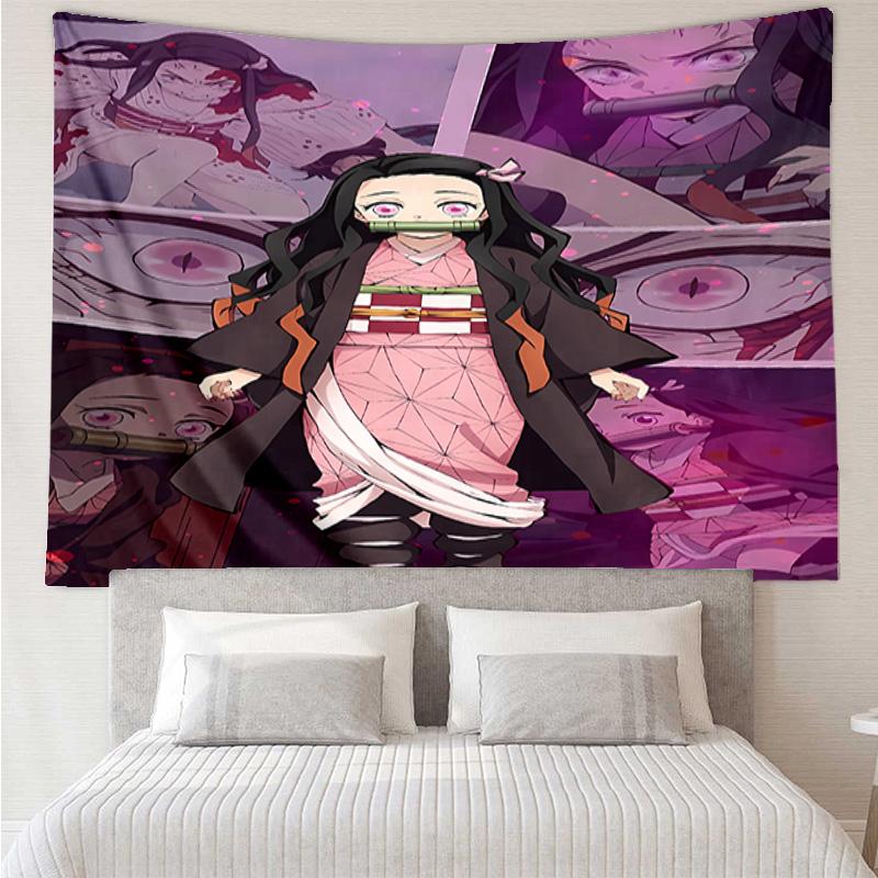 Demon Slayer characters1 Tapestry for Bedroom Aesthetic Classroom Tapestries Wall Hanging for Living Room Dorm Office,Ideal Creative Gift