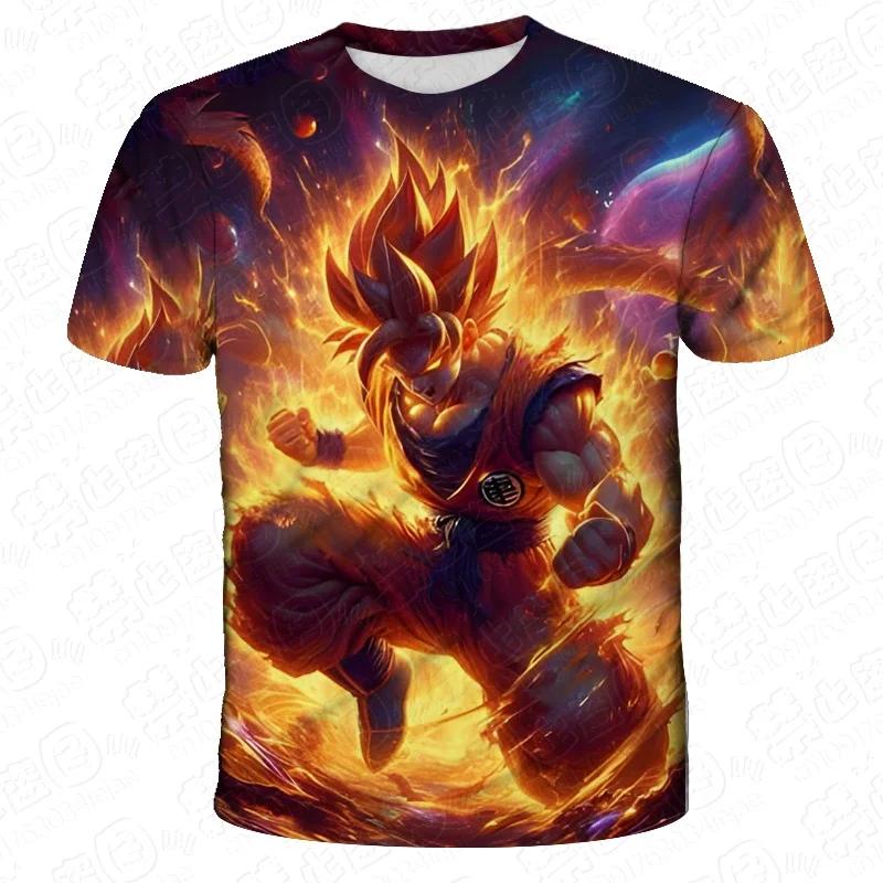 Аниме Dragon Ball Сон Гоку 3D Печать Детская Футболка Летняя Модная Повседневная Футболка Мальчик Девочка Унисекс Удобные Футболки с Коротким Рукавом