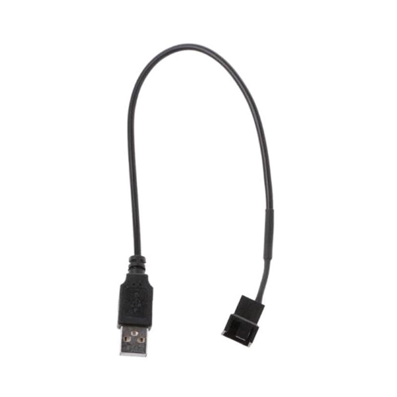 Black Usb 2.0A Male To 4-pin Connector Adapter Cable For 5v Computer Pc Fan
