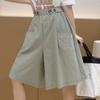 Women Loose Wide Leg Shorts Summer Beach Straight High Waist Short Pants