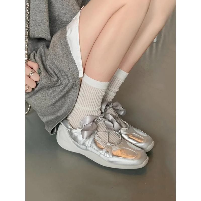 Балетки Sle с квадратным носком Мэри Джейн Oes Женские с увеличенной высотой Сладкая сестра Лента-узел Повседневные