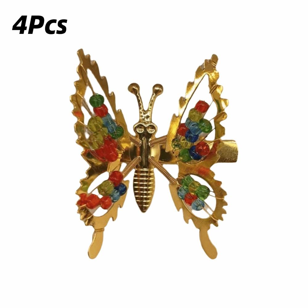 4Pcs Alloy Butterfly Hair Clip Beaded Butterfly Hairpin New Butterfly Hair Barrette  Women Styling