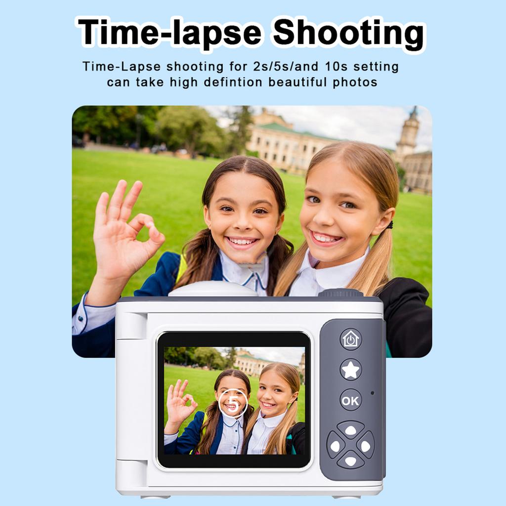 Цифровая камера 1080P для детей Цифровая видеокамера 48MP 2.4 дюймовый откидной экран 8-кратный зум Телескопический