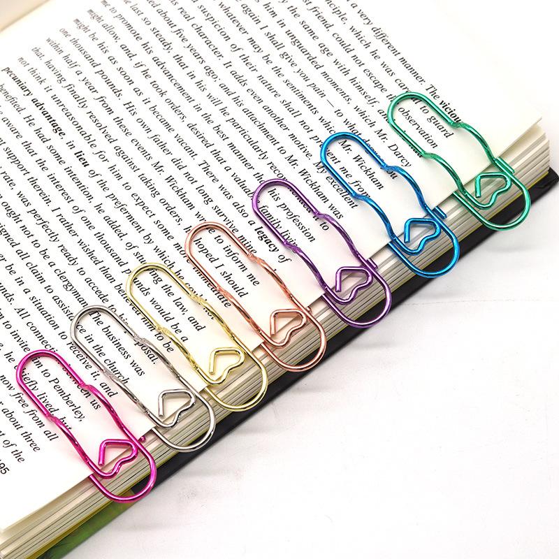 4-pack/10-pack Multifunctional Metal Heart-Shaped Pen Clip Paperclip Secure Hold Writing Supplies & Notebook Accessories