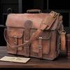 Handmade Leather Messenger Bag – Full Grain Leather Laptop Briefcase with Brass Hardware, Multiple Pockets, Canvas Lining & Adjustable Strap