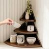 Acrylic Wooden Corner Shelf Display Rack Gift Organization Bowls Kitchen Counter Organizer Riser for