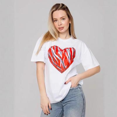 Футболка из чистого хлопка с принтом Love и коротким рукавом