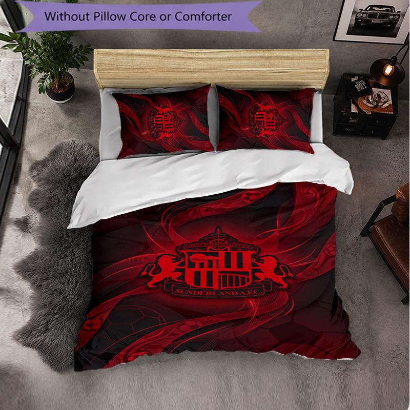 Sunderland Football 3 Piece Bedding Set Soft Duvet Cover Set with Pillowcases Printed Bedroom Decor Set for Home