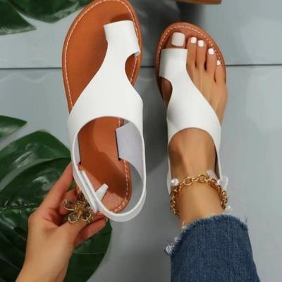 Сандалии большого размера Cross border женские европейские, американские и американские летние новые повседневные сандалии с круглым носком и плоским дном