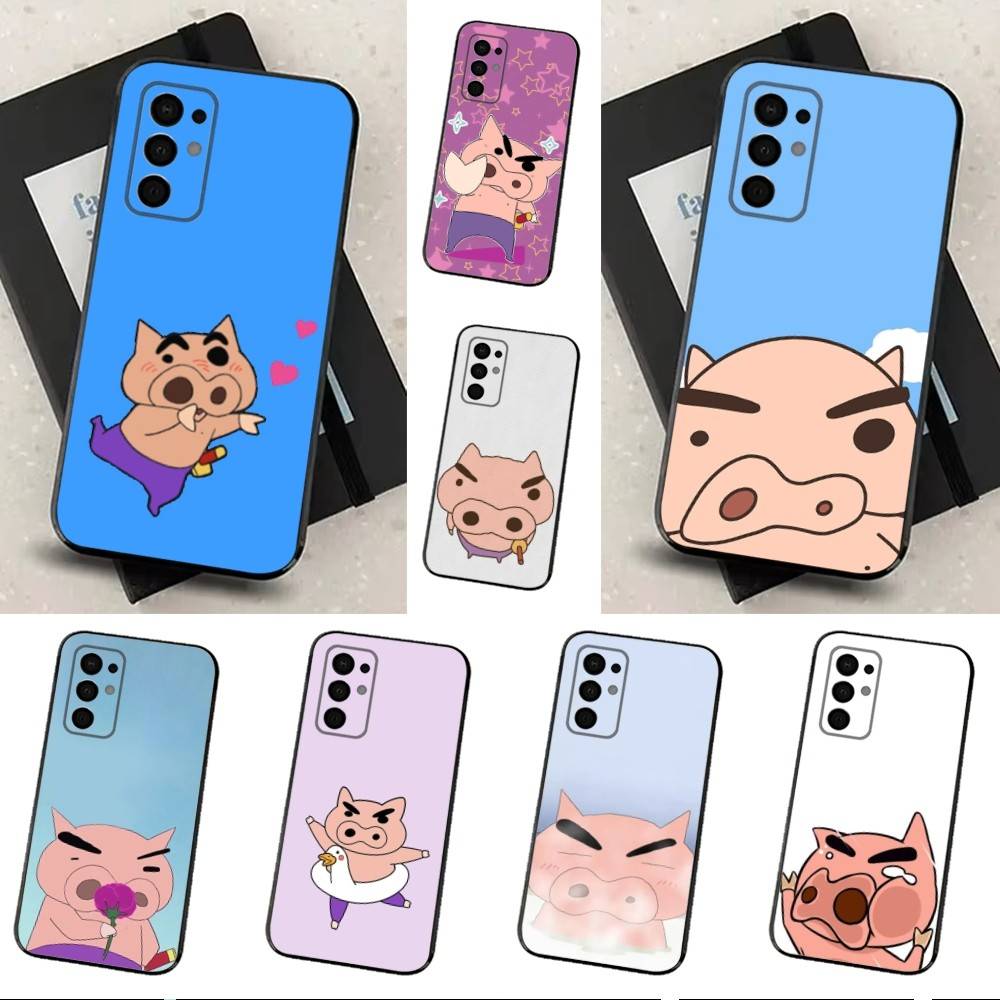 Ctue B-BURIBURIZAEMON Pig Phone Case For Samsung Galaxy A13,A21s,A22,A31,A32,A52,A53,A71,A80,Soft Black Shell