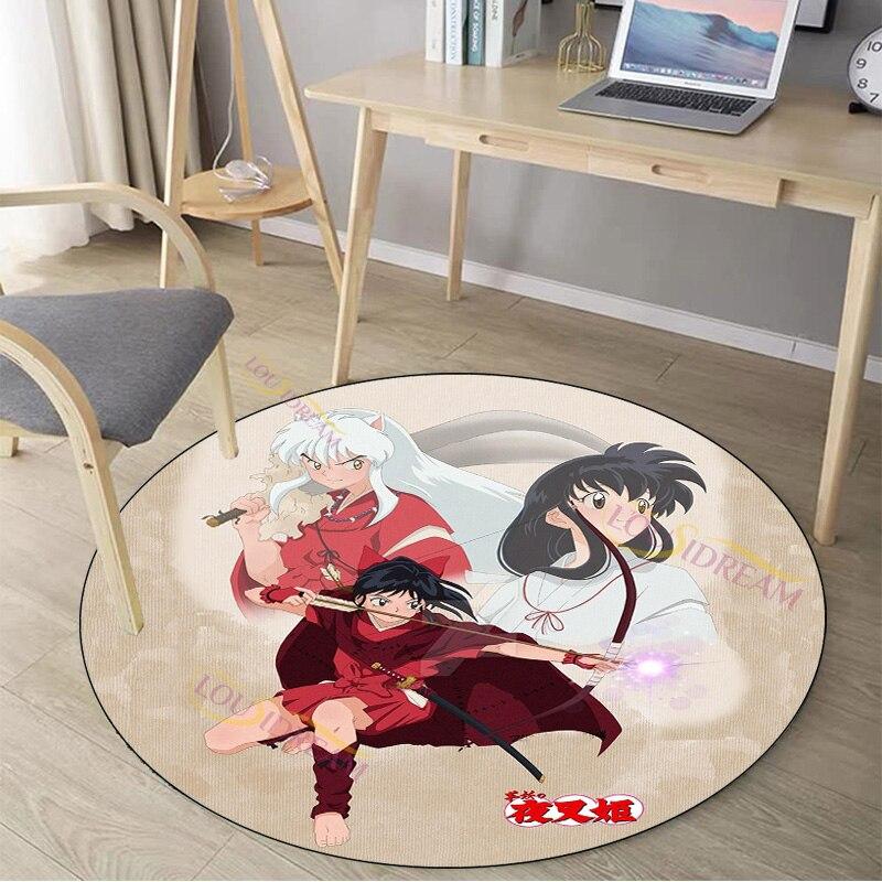 3D принт Hanyou No Yashahime, ковер с узором, круглый ковер, домашний декор, противоскользящий круглый коврик для спальни, коврик для стула