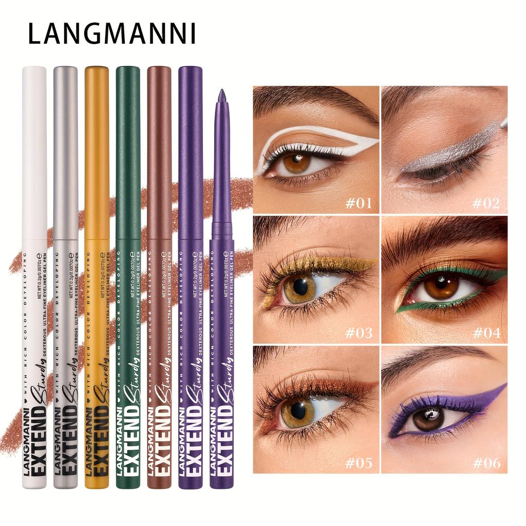 Langmanni Матовый Глиттер Водостойкий Карандаш-подводка с Консилером - Быстросохнущий, Стойкий, Легкое нанесение в синем, коричневом и других цветах