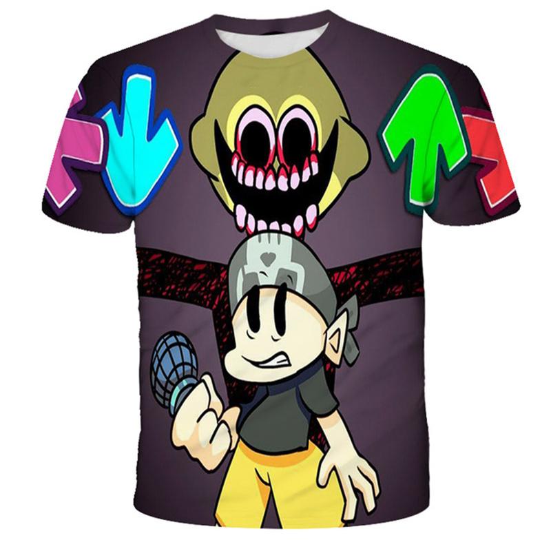 Футболки Fridany Night Funkin для мальчиков и девочек, летняя футболка с героями мультфильмов, детская одежда, повседневные топы с короткими рукавами, футболки, детские футболки