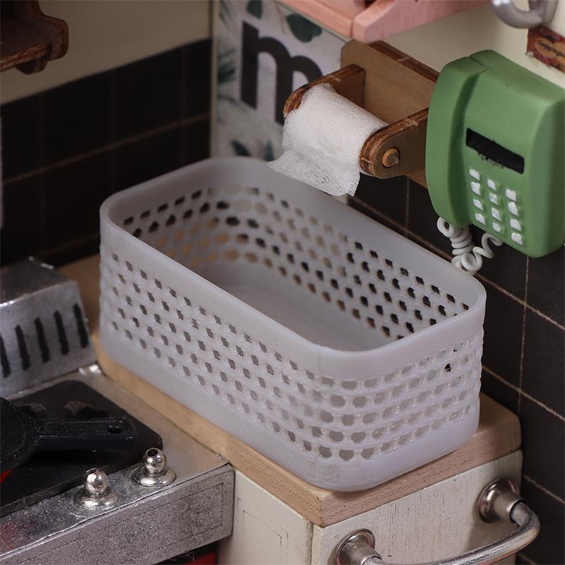 1/12 Dollhouse Mini Storage Basket Laundry Basket Model Dollhouse Furniture Decoration Dolls House Bathroom Accessories
