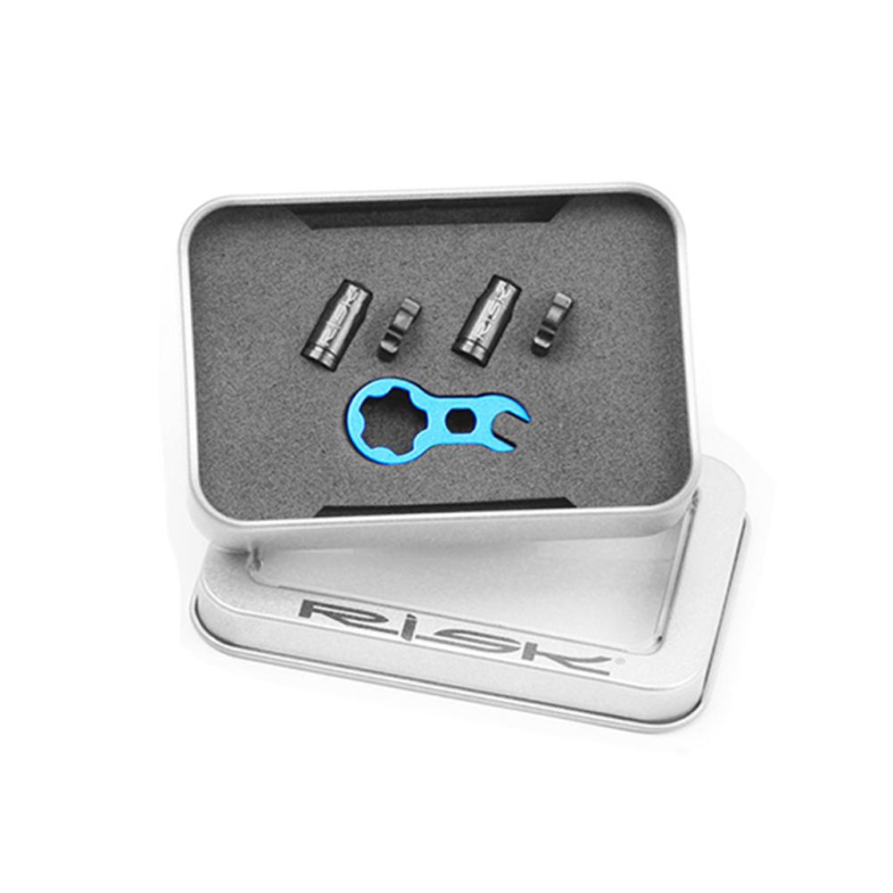 RISK Titanium Alloy Mountain Road Bike Presta/Schrader Valve Caps Set Dustproof Bicycle Tire Valve Nut Cover Cycling